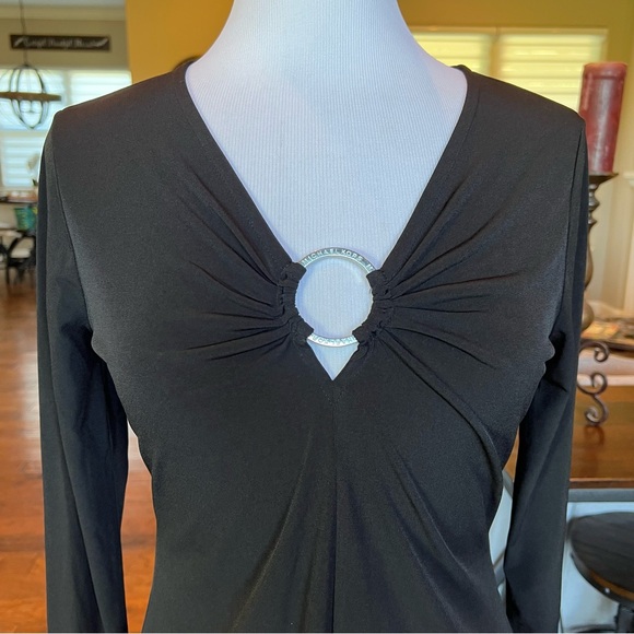 NWT $140 Michael Kors Black O-ring Dress Size Medium L/S Sheath Dress - Picture 3 of 16